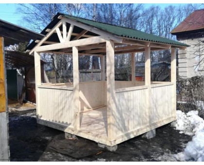 Беседка дачная 3х3 до 4х5 "Стандарт" в Щёлковском районе и городском округе Щёлково с двухскатной крышей