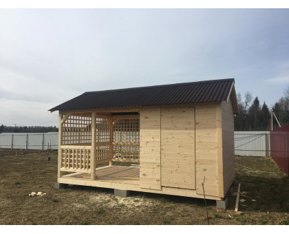 Беседка для дачи "Хозяйка" в Щёлковском районе и городском округе Щёлково с хоз блоком